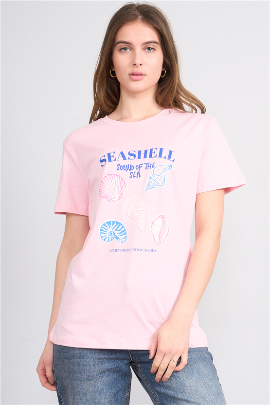 C.K Y26 8898 Fithit Byn B.Yk Regular Baskılı T-shirt A.Pembe
