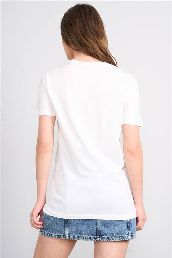 C.K Y26 8898 Fithit Byn B.Yk Regular Baskılı T-shirt Krem