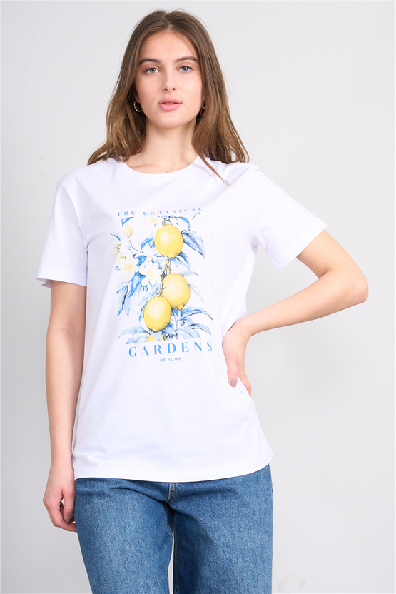 C.K Y26 8899 Fithit Byn B.Yk Regular Baskılı T-shirt Beyaz