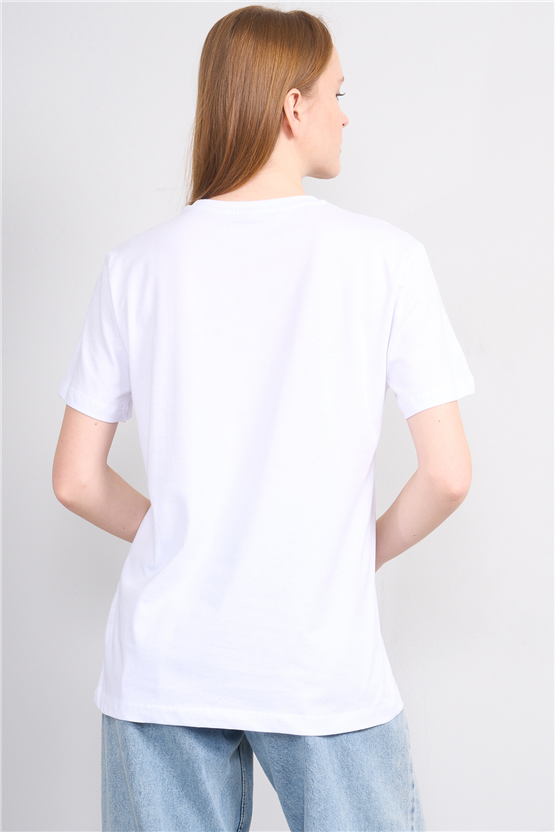 C.K Y26 8907 Fithit Byn B.Yk Regular Baskılı T-shirt Beyaz