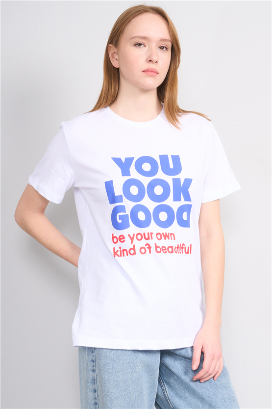 C.K Y26 8907 Fithit Byn B.Yk Regular Baskılı T-shirt Beyaz