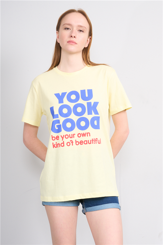 C.K Y26 8907 Fithit Byn B.Yk Regular Baskılı T-shirt U.Sarı