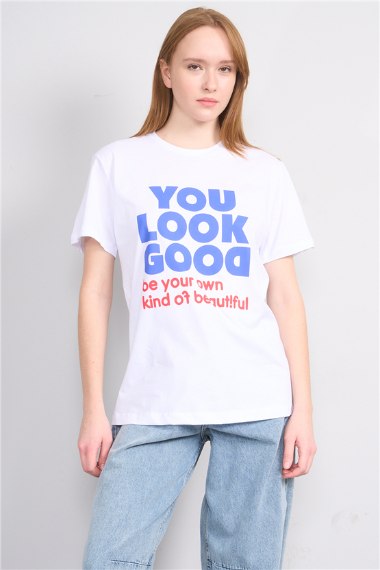 C.K Y26 8907 Fithit Byn B.Yk Regular Baskılı T-shirt Beyaz