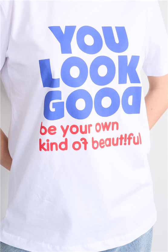 C.K Y26 8907 Fithit Byn B.Yk Regular Baskılı T-shirt Beyaz