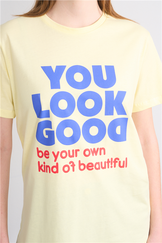 C.K Y26 8907 Fithit Byn B.Yk Regular Baskılı T-shirt U.Sarı