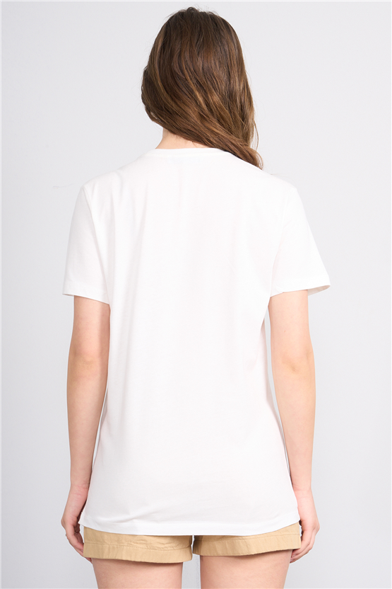 C.K Y26 8909 Fithit Byn B.Yk Regular Baskılı T-shirt Krem