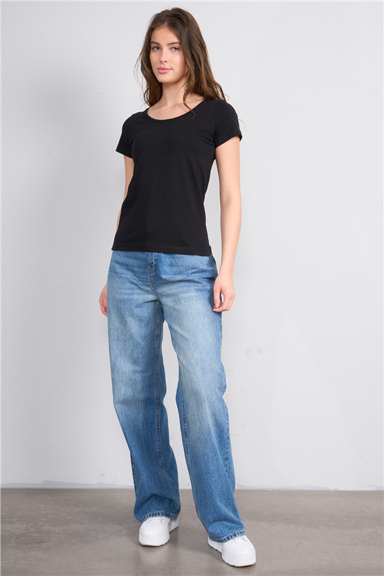 C.K Y26 8913 Fithit Byn Kayık Yk. Penye T-shirt Siyah