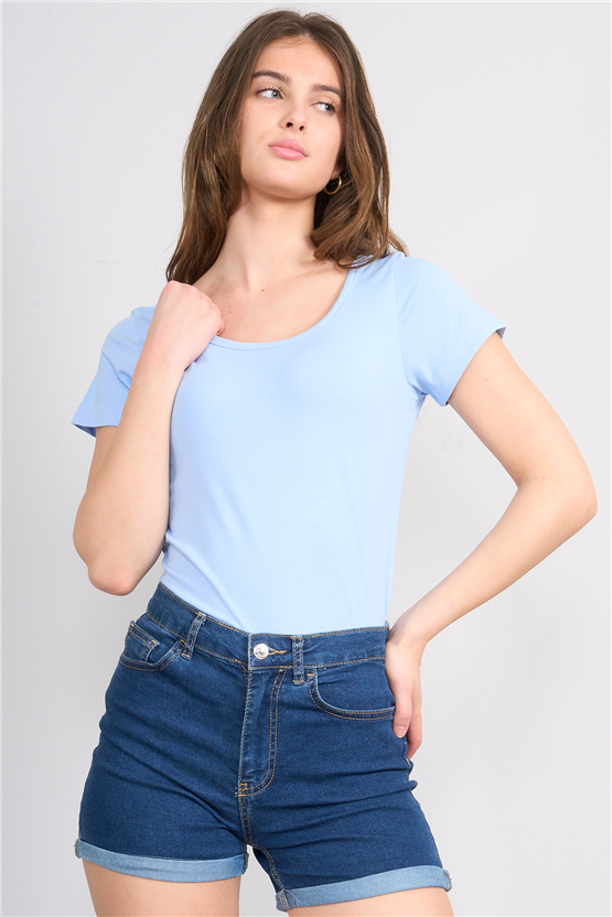 C.K Y26 8913 Fithit Byn Kayık Yk. Penye T-shirt Bebe Mavi