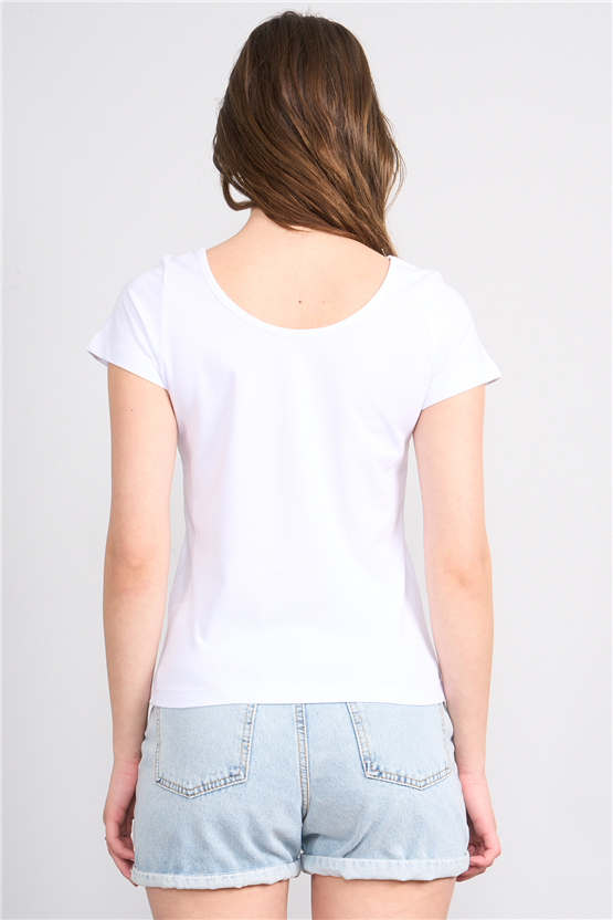 C.K Y26 8913 Fithit Byn Kayık Yk. Penye T-shirt Beyaz