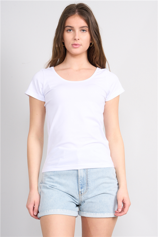 C.K Y26 8913 Fithit Byn Kayık Yk. Penye T-shirt Beyaz