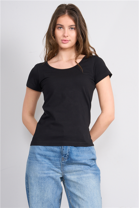 C.K Y26 8913 Fithit Byn Kayık Yk. Penye T-shirt Siyah