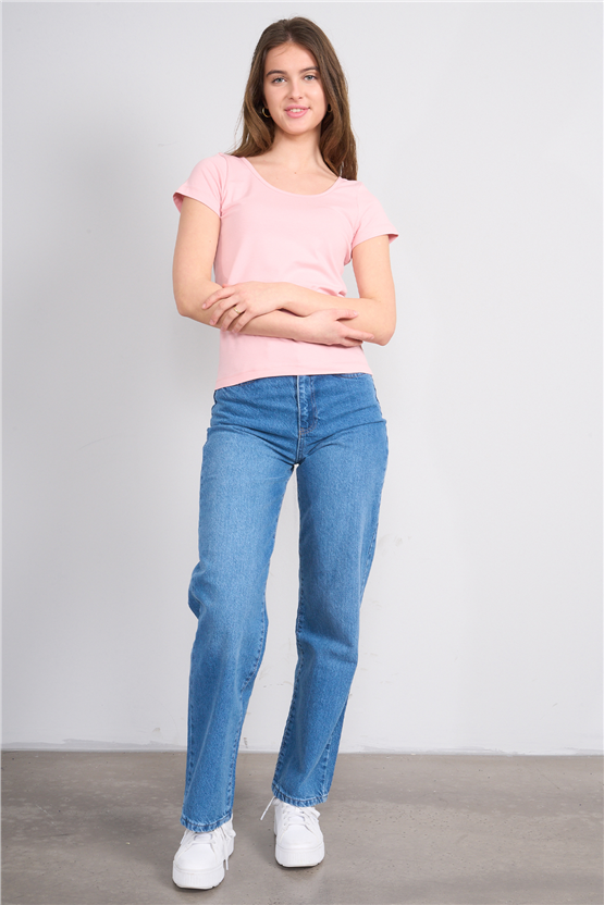 C.K Y26 8913 Fithit Byn Kayık Yk. Penye T-shirt Pudra