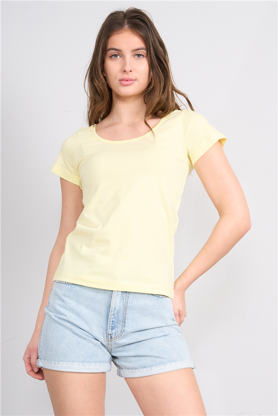 C.K Y26 8913 Fithit Byn Kayık Yk. Penye T-shirt U.Sarı