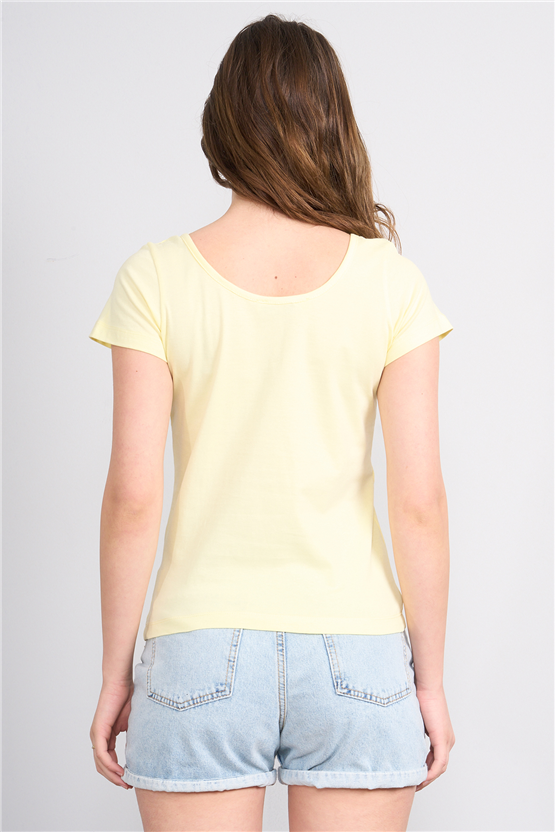 C.K Y26 8913 Fithit Byn Kayık Yk. Penye T-shirt U.Sarı