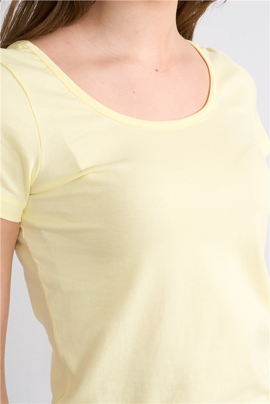 C.K Y26 8913 Fithit Byn Kayık Yk. Penye T-shirt U.Sarı