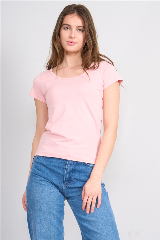 C.K Y26 8913 Fithit Byn Kayık Yk. Penye T-shirt Pudra