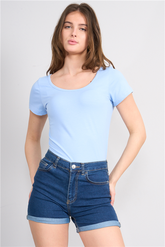C.K Y26 8913 Fithit Byn Kayık Yk. Penye T-shirt Bebe Mavi