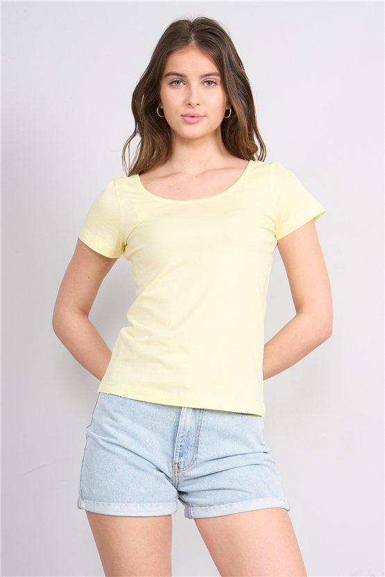 C.K Y26 8913 Fithit Byn Kayık Yk. Penye T-shirt U.Sarı