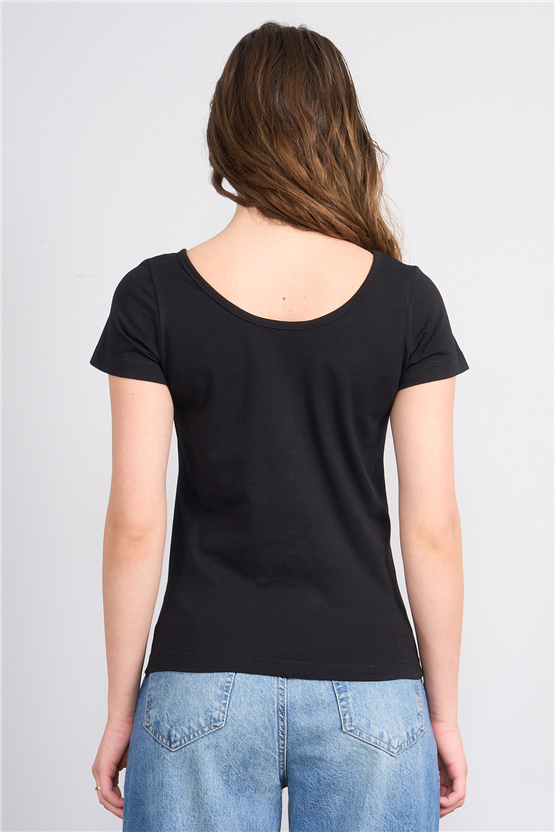C.K Y26 8913 Fithit Byn Kayık Yk. Penye T-shirt Siyah