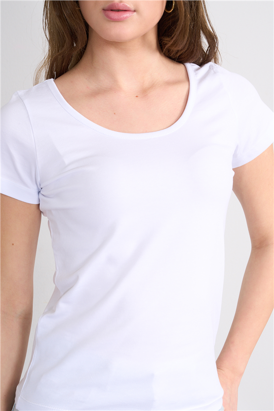 C.K Y26 8913 Fithit Byn Kayık Yk. Penye T-shirt Beyaz