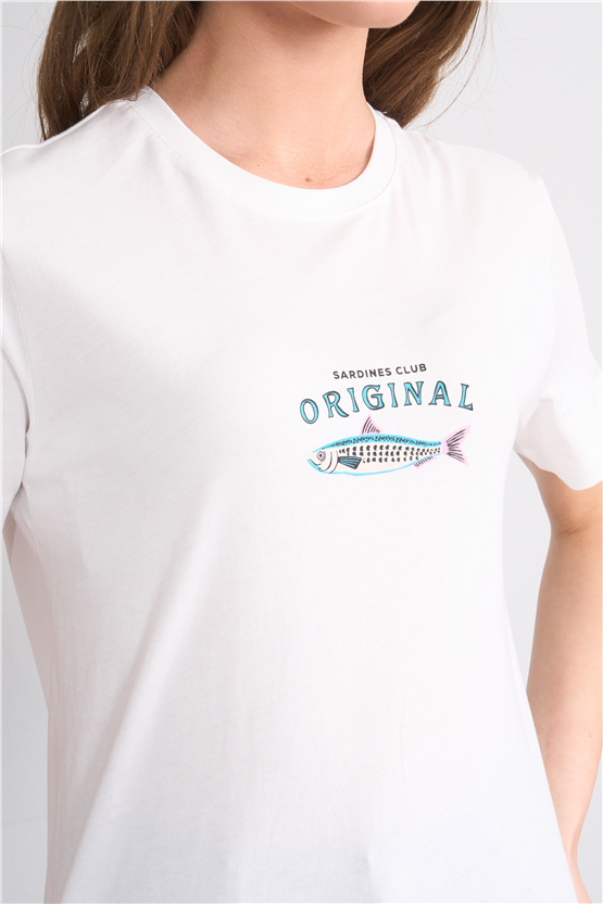 C.K Y26 8914 Fithit Byn B.Yk Oversıze Baskılı T-shirt Krem