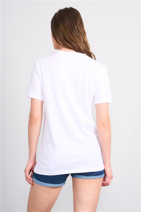 C.K Y26 8915 Fithit Byn B.Yk Regular Nakışlı T-shirt Beyaz