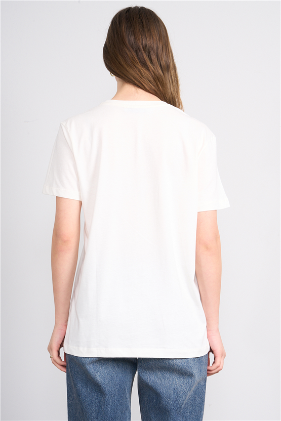 C.K Y26 8926 Fithit Byn B.Yk Regular Baskılı T-shirt Krem