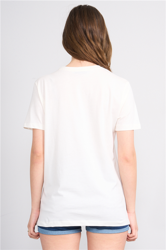 C.K Y26 8938 Fithit Byn B.Yk Regular Baskılı T-shirt Krem
