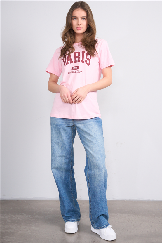 C.K Y26 8939 Fithit Byn B.Yk Regular Baskılı T-shirt A.Pembe