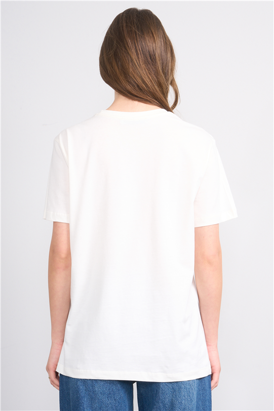 C.K Y26 8939 Fithit Byn B.Yk Regular Baskılı T-shirt Krem