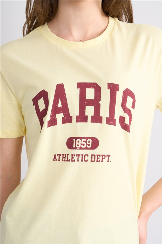 C.K Y26 8939 Fithit Byn B.Yk Regular Baskılı T-shirt U.Sarı