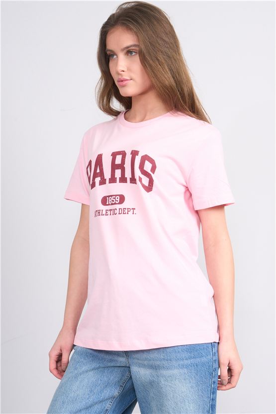 C.K Y26 8939 Fithit Byn B.Yk Regular Baskılı T-shirt A.Pembe
