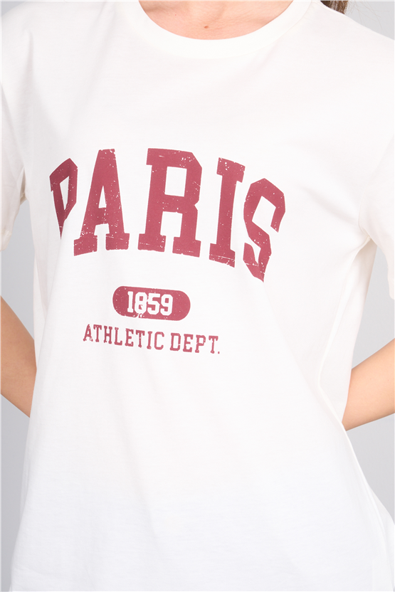 C.K Y26 8939 Fithit Byn B.Yk Regular Baskılı T-shirt Krem