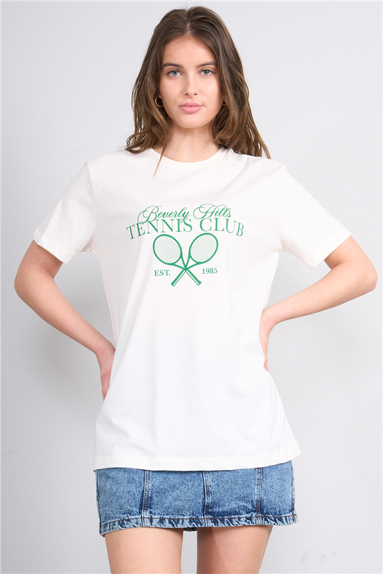 C.K Y26 8940 Fithit Byn B.Yk Regular Baskılı T-shirt Krem