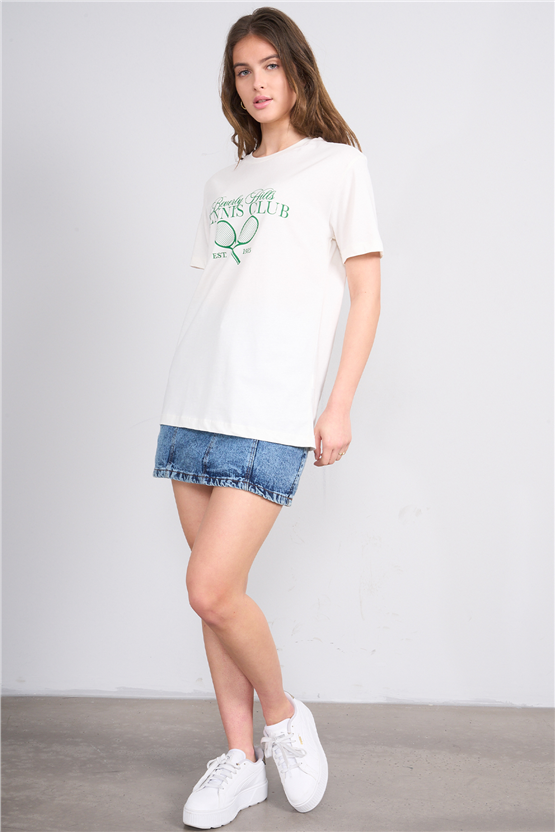C.K Y26 8940 Fithit Byn B.Yk Regular Baskılı T-shirt Krem