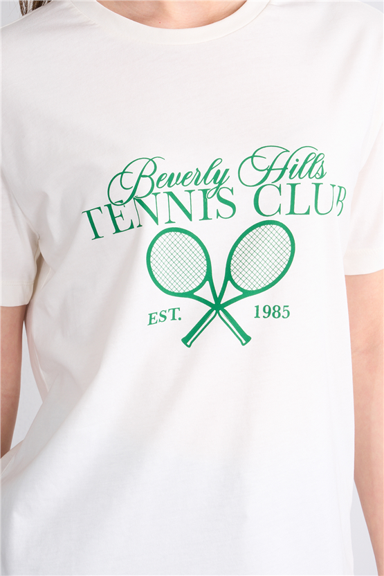 C.K Y26 8940 Fithit Byn B.Yk Regular Baskılı T-shirt Krem