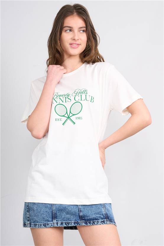 C.K Y26 8940 Fithit Byn B.Yk Regular Baskılı T-shirt Krem