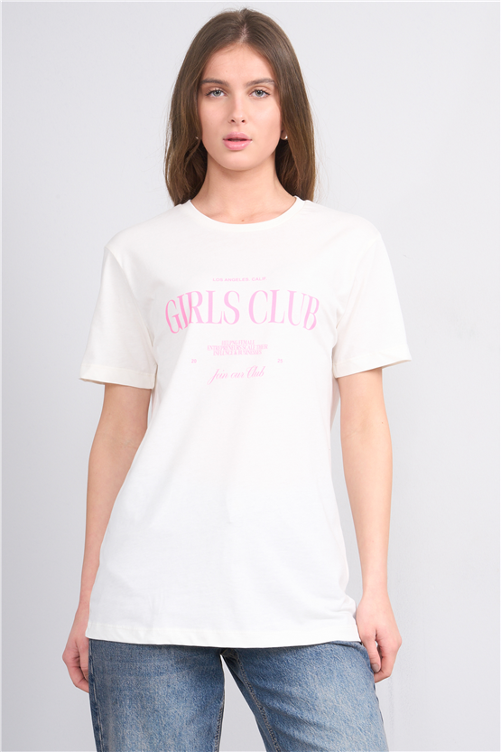 C.K Y26 8941 Fithit Byn B.Yk Regular Baskılı T-shirt Krem