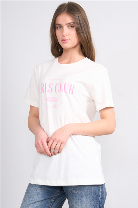 C.K Y26 8941 Fithit Byn B.Yk Regular Baskılı T-shirt Krem