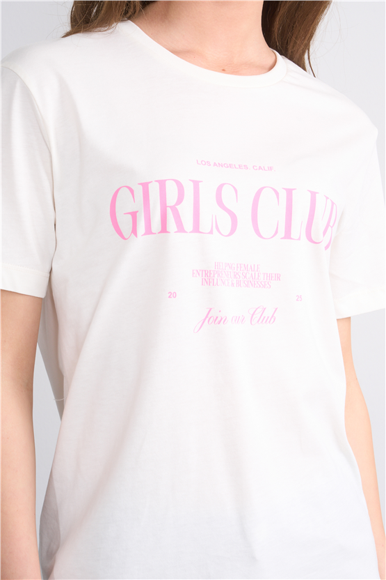 C.K Y26 8941 Fithit Byn B.Yk Regular Baskılı T-shirt Krem