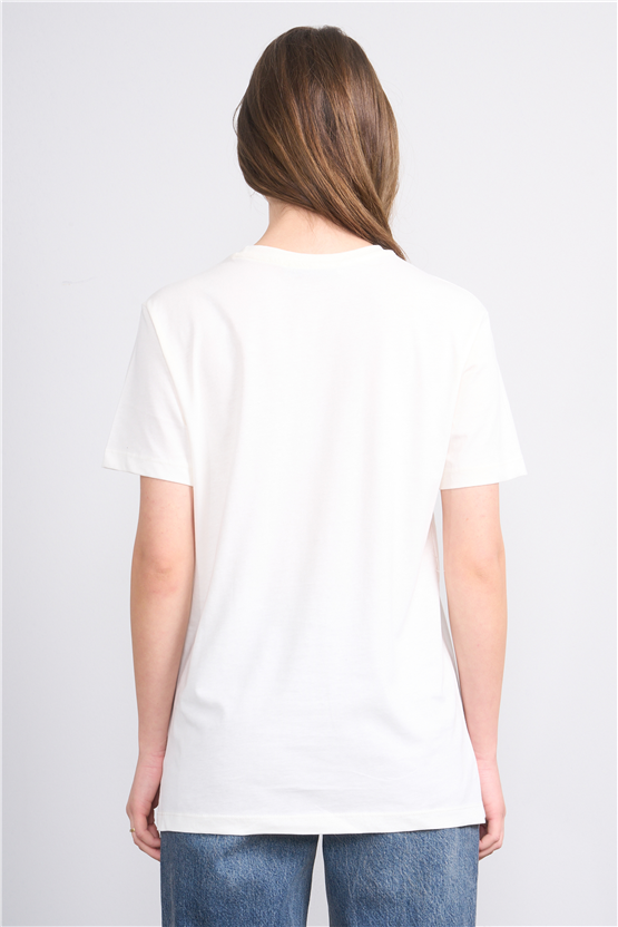 C.K Y26 8941 Fithit Byn B.Yk Regular Baskılı T-shirt Krem