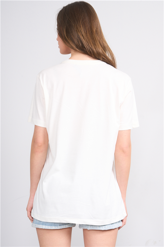 C.K Y26 8942 Fithit Byn B.Yk Regular Baskılı T-shirt Krem