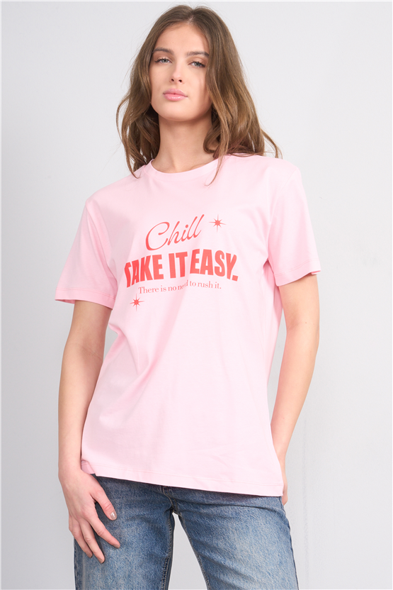 C.K Y26 8942 Fithit Byn B.Yk Regular Baskılı T-shirt A.Pembe
