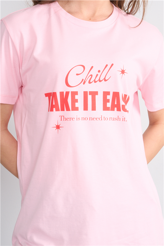 C.K Y26 8942 Fithit Byn B.Yk Regular Baskılı T-shirt A.Pembe