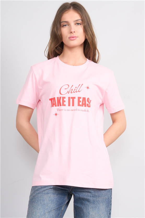 C.K Y26 8942 Fithit Byn B.Yk Regular Baskılı T-shirt A.Pembe