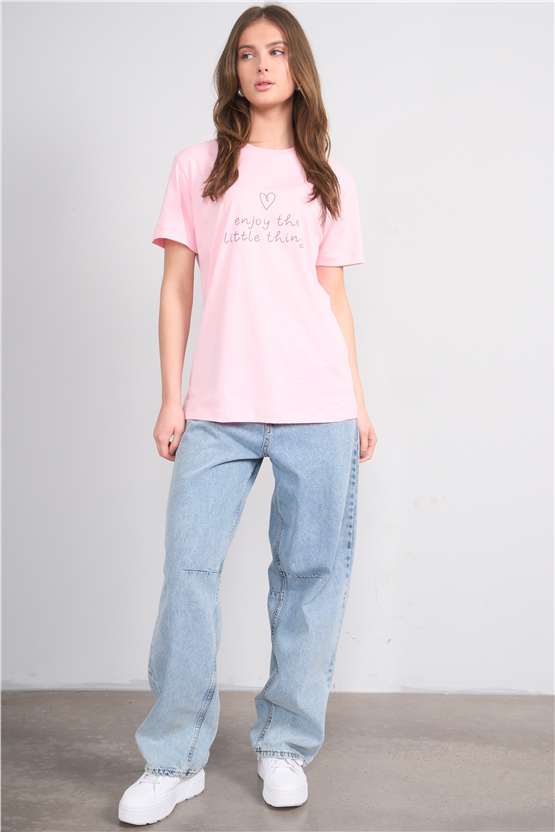 C.K Y26 8943 Fithit Byn B.Yk Regular Baskılı T-shirt A.Pembe
