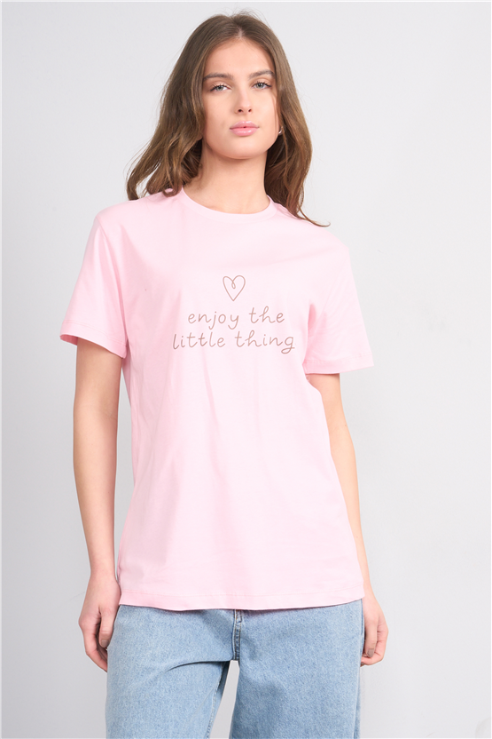 C.K Y26 8943 Fithit Byn B.Yk Regular Baskılı T-shirt A.Pembe