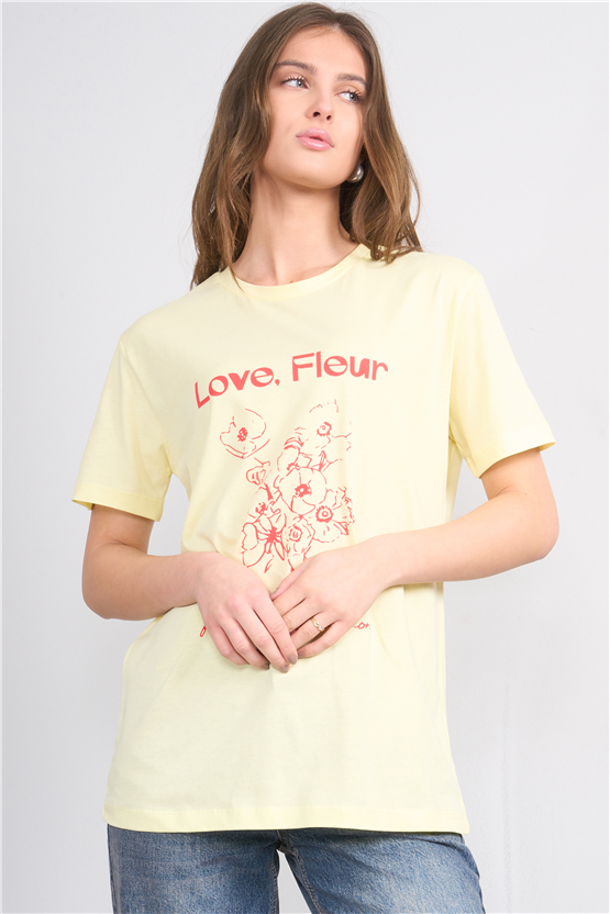 C.K Y26 8944 Fithit Byn B.Yk Regular Baskılı T-shirt U.Sarı