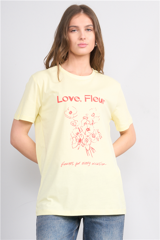 C.K Y26 8944 Fithit Byn B.Yk Regular Baskılı T-shirt U.Sarı