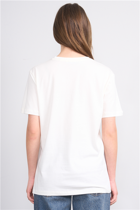 C.K Y26 8944 Fithit Byn B.Yk Regular Baskılı T-shirt Krem